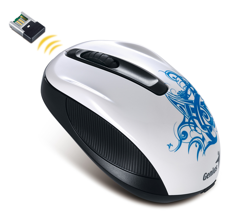 Genius NX-6510 Tattoo Wireless Optical Mouse, White/Black